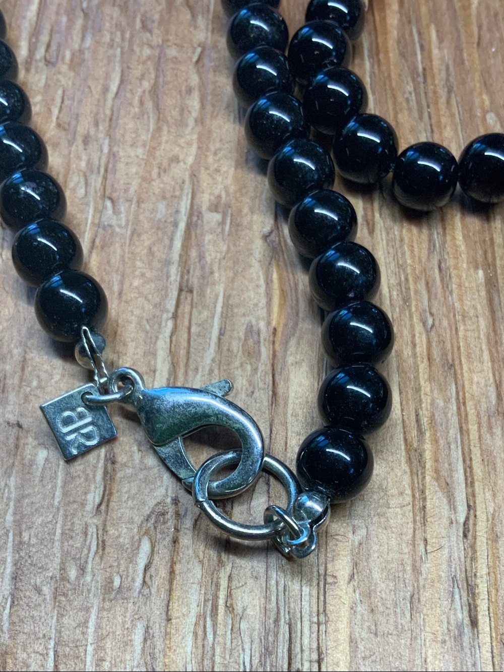Banana Republic Black Beaded with Crystal-Trim Circle and Peach Accent Necklace - Picture 3 of 6